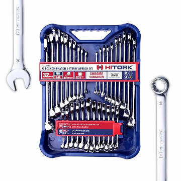 32-Piece SAE & Metric Combination Wrench Set Of 6 With Organizer Tray  32-Piece SAE & Metric Combination Wrench Set Of 6 With Organizer Tray